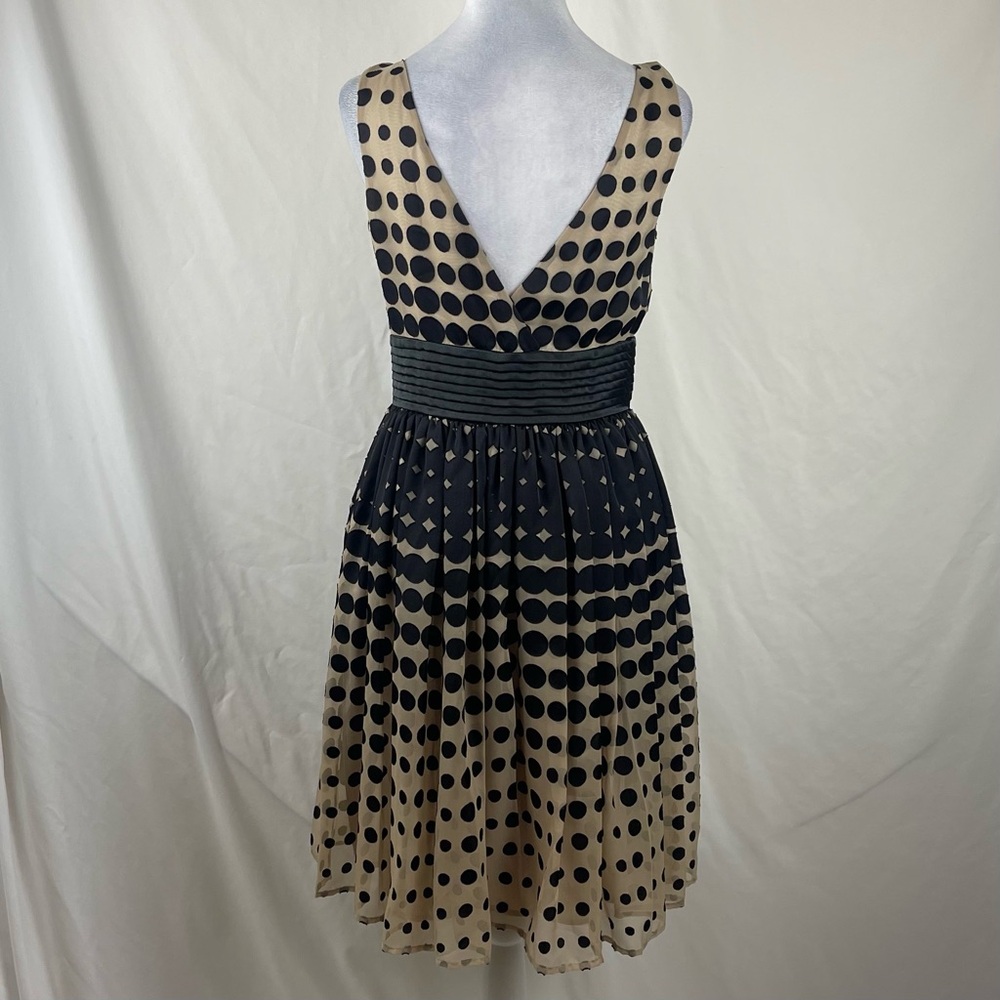 Anthropologie Burlapp Black Tan Sleeveless Polka Dot Dress NWOT Size 6 - Picture 5 of 13